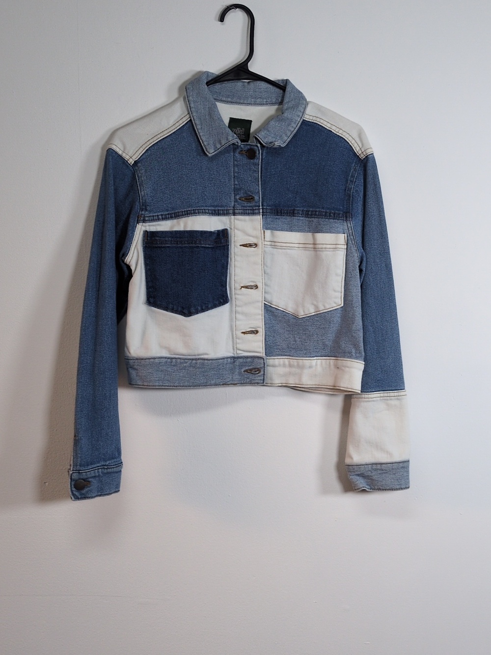 Wild Fable Patchwork Boxy Denim Trucker Jacket Size XS - Picture 2 of 8